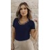 034403  Blusa Manga Curta Ramany Lisa :: Azul Marinho
